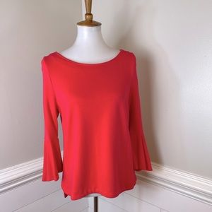 Crown & Ivy Red Bell Sleeved Top PL FREE SHIP